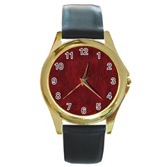 Leatherette 14 Round Gold Metal Watch by skindeep