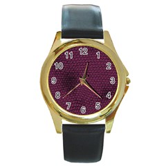 Reptile Skin Pattern 2 Round Gold Metal Watch by skindeep