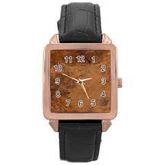 Aged Leather Rose Gold Leather Watch  by skindeep