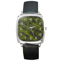 Cracked Leather 2a Square Metal Watch by skindeep