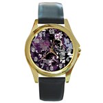 Pressure Points Round Gold Metal Watch Front