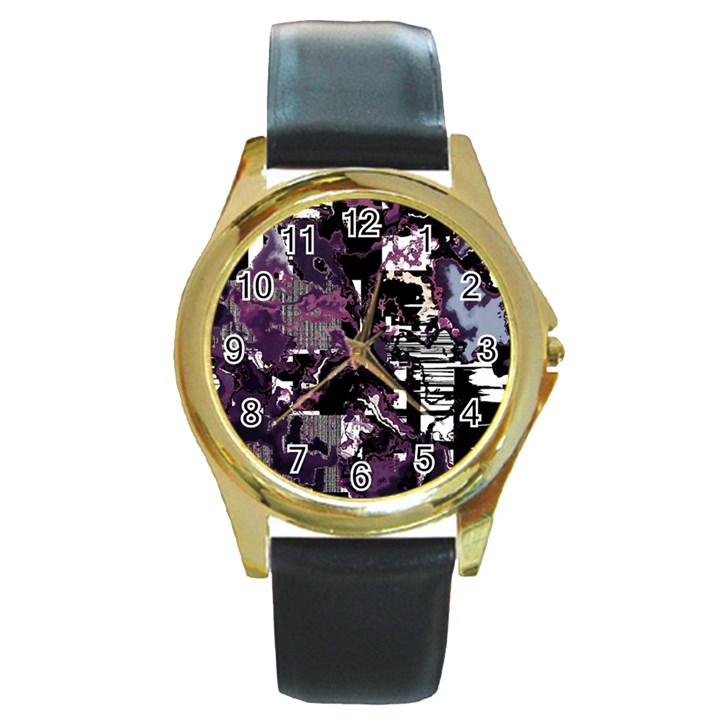 Pressure Points Round Gold Metal Watch