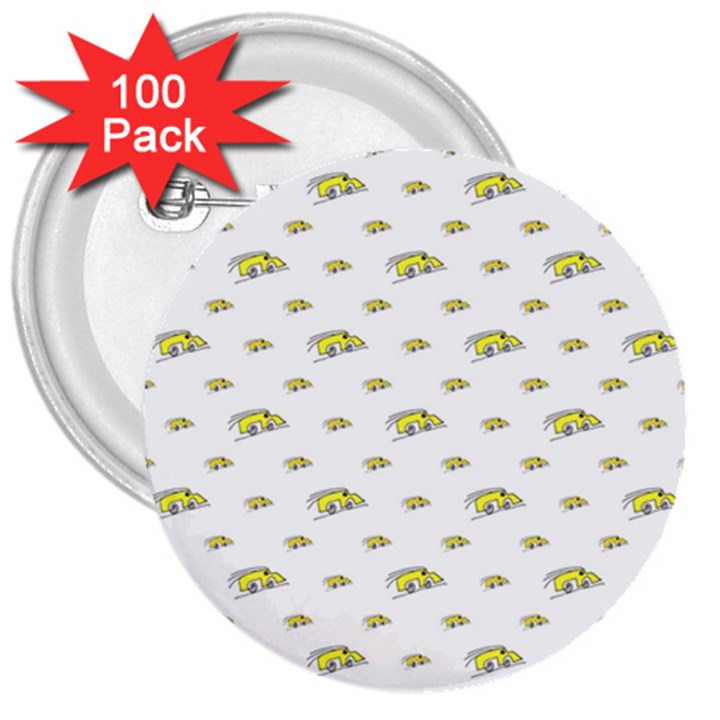 Cartoon Funny Weird Car Motif Pattern 3  Buttons (100 pack) 