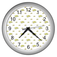 Cartoon Funny Weird Car Motif Pattern Wall Clock (silver) by dflcprintsclothing