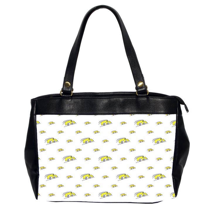 Cartoon Funny Weird Car Motif Pattern Oversize Office Handbag (2 Sides)