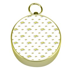 Cartoon Funny Weird Car Motif Pattern Gold Compasses by dflcprintsclothing