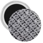 8 bit newspaper pattern, gazette collage black and white 3  Magnets Front