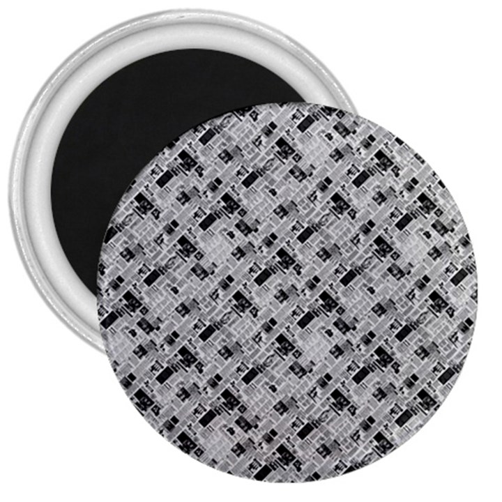 8 bit newspaper pattern, gazette collage black and white 3  Magnets