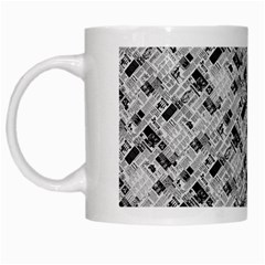 8 bit newspaper pattern, gazette collage black and white White Mugs