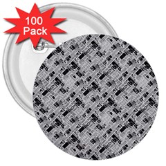 8 Bit Newspaper Pattern, Gazette Collage Black And White 3  Buttons (100 Pack)  by Casemiro