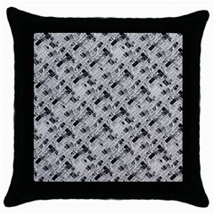 8 bit newspaper pattern, gazette collage black and white Throw Pillow Case (Black)