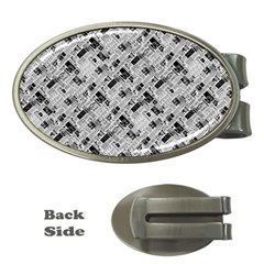 8 bit newspaper pattern, gazette collage black and white Money Clips (Oval) 