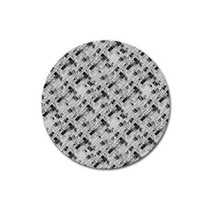 8 bit newspaper pattern, gazette collage black and white Magnet 3  (Round)