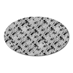 8 bit newspaper pattern, gazette collage black and white Oval Magnet