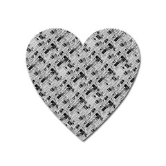 8 bit newspaper pattern, gazette collage black and white Heart Magnet