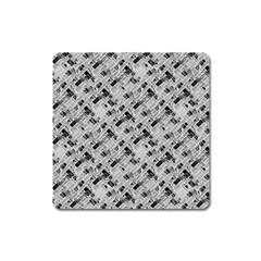 8 bit newspaper pattern, gazette collage black and white Square Magnet