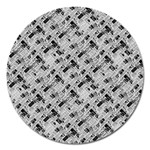 8 bit newspaper pattern, gazette collage black and white Magnet 5  (Round) Front