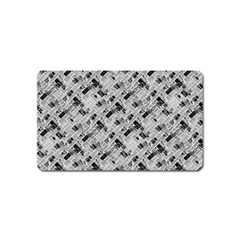 8 bit newspaper pattern, gazette collage black and white Magnet (Name Card)