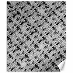 8 bit newspaper pattern, gazette collage black and white Canvas 8  x 10 