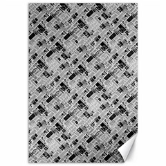 8 bit newspaper pattern, gazette collage black and white Canvas 12  x 18 