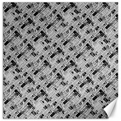 8 bit newspaper pattern, gazette collage black and white Canvas 16  x 16 