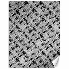 8 bit newspaper pattern, gazette collage black and white Canvas 18  x 24 