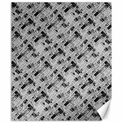 8 bit newspaper pattern, gazette collage black and white Canvas 20  x 24 