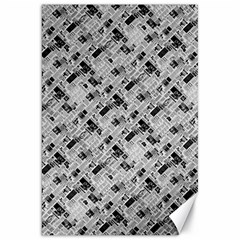 8 bit newspaper pattern, gazette collage black and white Canvas 20  x 30 