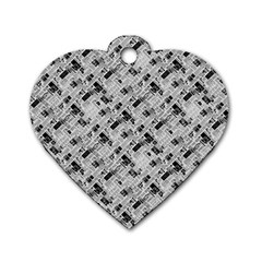 8 Bit Newspaper Pattern, Gazette Collage Black And White Dog Tag Heart (one Side) by Casemiro