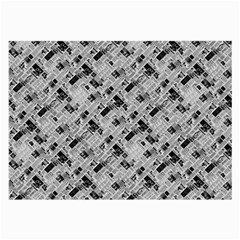 8 Bit Newspaper Pattern, Gazette Collage Black And White Large Glasses Cloth (2 Sides) by Casemiro