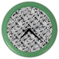 8 bit newspaper pattern, gazette collage black and white Color Wall Clock