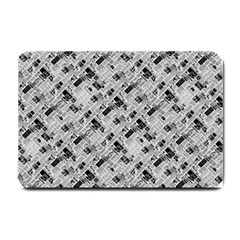 8 bit newspaper pattern, gazette collage black and white Small Doormat 