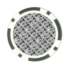 8 bit newspaper pattern, gazette collage black and white Poker Chip Card Guard