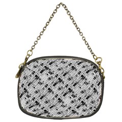 8 bit newspaper pattern, gazette collage black and white Chain Purse (Two Sides)