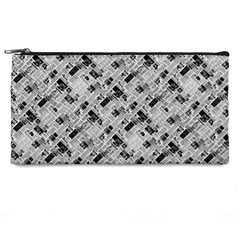 8 bit newspaper pattern, gazette collage black and white Pencil Case