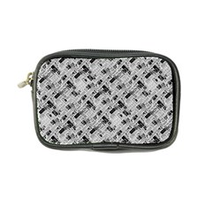 8 bit newspaper pattern, gazette collage black and white Coin Purse