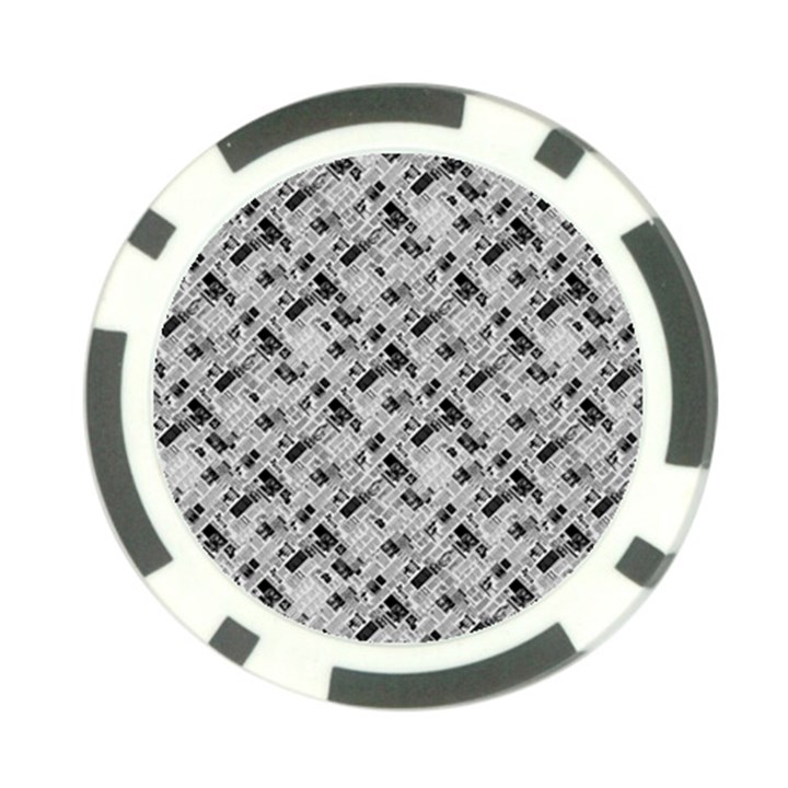 8 bit newspaper pattern, gazette collage black and white Poker Chip Card Guard (10 pack)