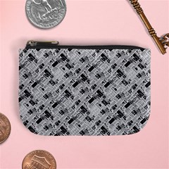 8 bit newspaper pattern, gazette collage black and white Mini Coin Purse