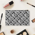 8 bit newspaper pattern, gazette collage black and white Cosmetic Bag (Medium) Back