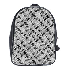 8 bit newspaper pattern, gazette collage black and white School Bag (Large)