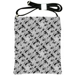 8 bit newspaper pattern, gazette collage black and white Shoulder Sling Bag Front