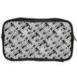 8 bit newspaper pattern, gazette collage black and white Toiletries Bag (Two Sides) Front