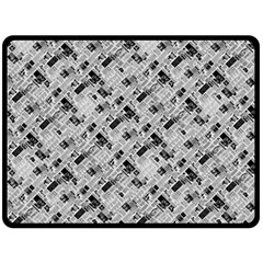 8 bit newspaper pattern, gazette collage black and white Fleece Blanket (Large) 