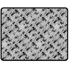 8 bit newspaper pattern, gazette collage black and white Fleece Blanket (Medium) 