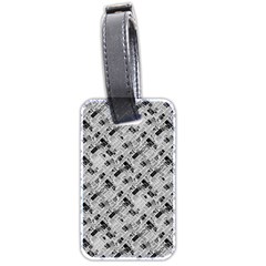 8 bit newspaper pattern, gazette collage black and white Luggage Tag (two sides)