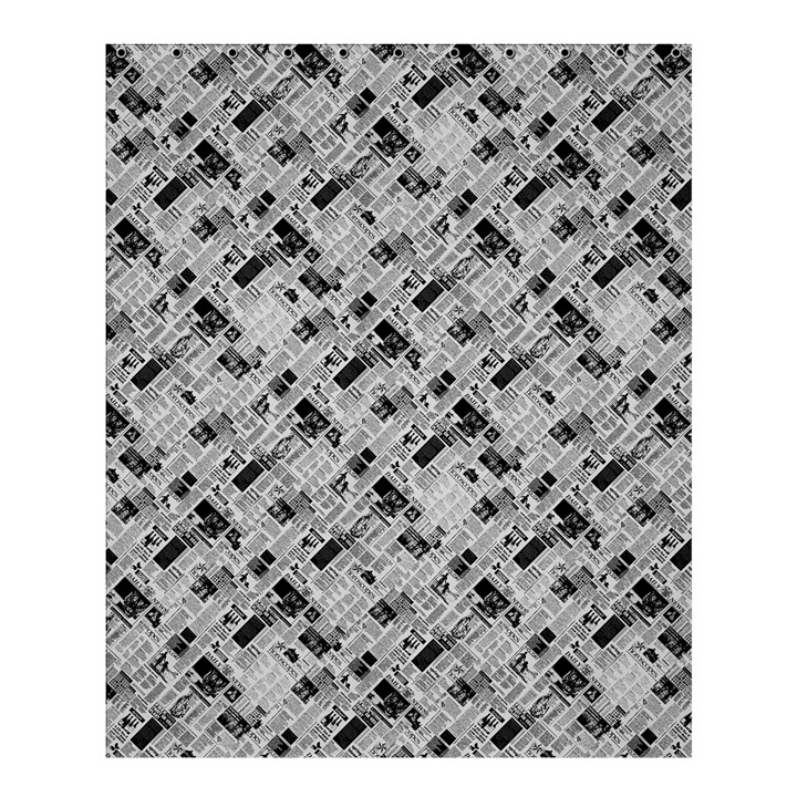 8 bit newspaper pattern, gazette collage black and white Shower Curtain 60  x 72  (Medium) 