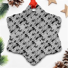 8 bit newspaper pattern, gazette collage black and white Ornament (Snowflake)