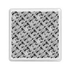 8 bit newspaper pattern, gazette collage black and white Memory Card Reader (Square)