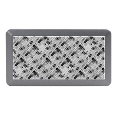 8 bit newspaper pattern, gazette collage black and white Memory Card Reader (Mini)