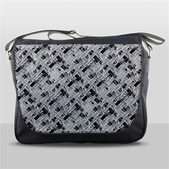 8 bit newspaper pattern, gazette collage black and white Messenger Bag